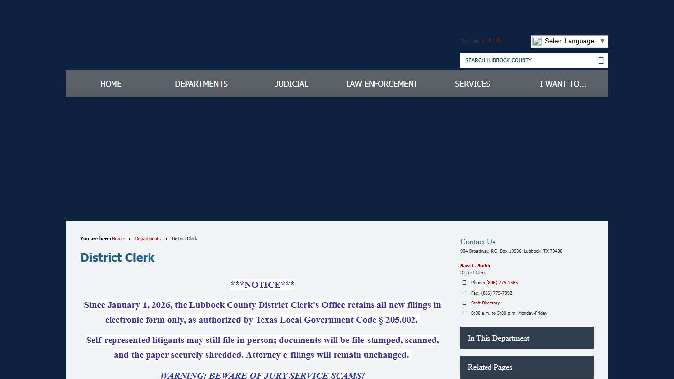 District Clerk / Lubbock County, Texas