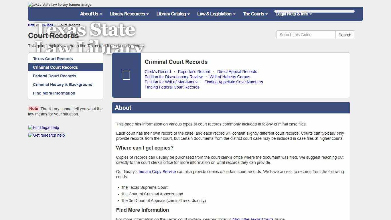 Criminal Court Records - Court Records - Guides at Texas State Law Library